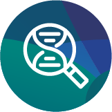 OmniaBio Vision Icon of Magnifying Glass on DNA